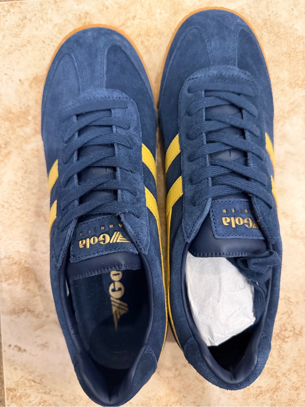 NWOB-Gola Classics Men's Harrier Suede Sneakers Navy/Pollen size 11